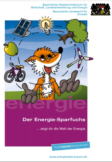 Broschüre Der Energiesparfuchs zeigt dir die Welt der Energie. copyright: Bayerisches Staatsministerium für Umwelt und Verbraucherschutz